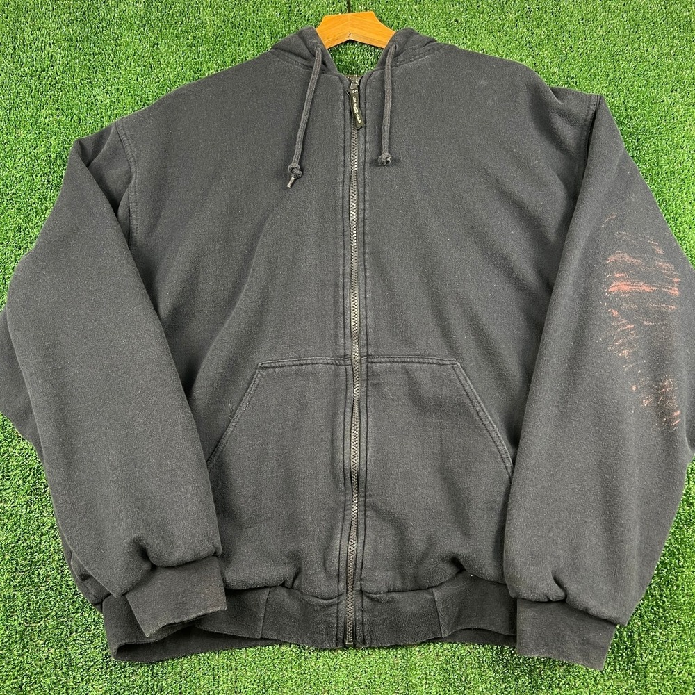 C.E. Schmidt Workwear Hoodie Men's‎ 2XL Navy Blue Thermal Lined Full Zip Blank